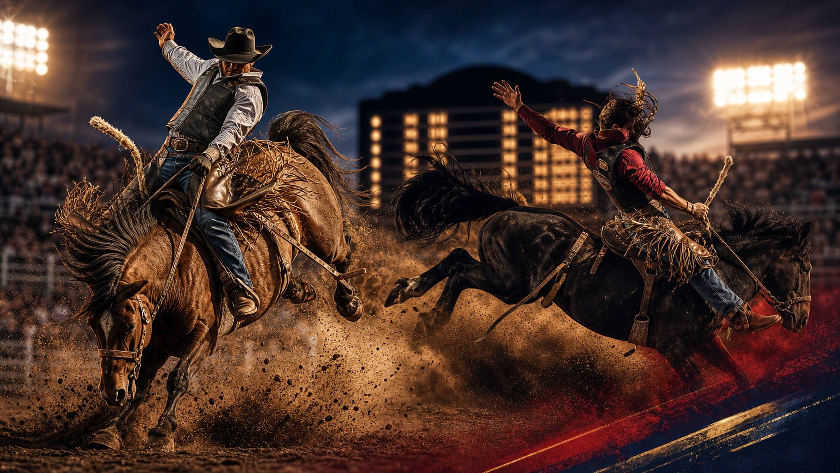 Rough stock rodeo action representing the 2026 PRCA World Standings race